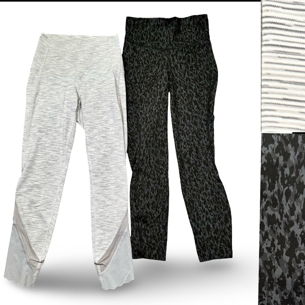 Lululemon Leggings Bundle 2 Pair Women's 4 Base Pace Camo & Wunder Under Scallop